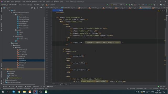 Practice task. Java EE, Servlets