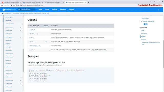 Hướng dẫn xem log của docker container sử dụng command line смотреть онлайн