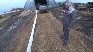 овс 25 больше не пылит в складе.  эксперимент с отводом вороха по гофрированному шлангу