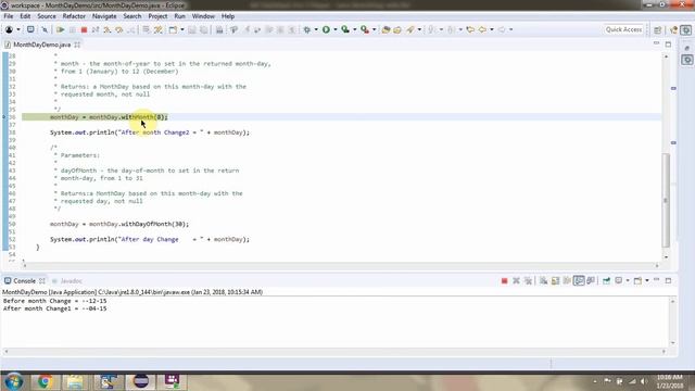 How to set month and day using with methods of MonthDay Class?