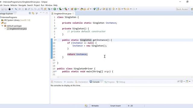 TCS Java Coding Interview | Singleton Class In Java