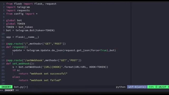 Telegram bot using webhooks (python)