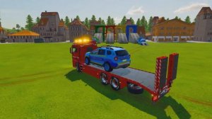 TRANSPORT OF COLORS ! ALL BLUE POLICE CARS TRANSPORTING by COLORED TRUCKS ! Farming Simulator 22