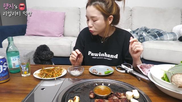 리얼먹방:) 통갈매기살 구이 (ft.소주) ★ 시원한 김치말이국수로 마무리 ㅣKorean BBQ & Kimchi guksuㅣREAL SOUNDㅣASMR MUKBANGㅣ