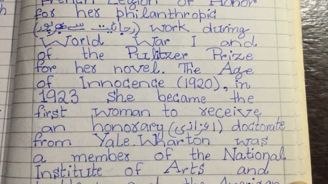 Edith Wharton biography written notes for A level & O level student and for Law students of Part 2.