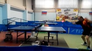 Настольный теннис. Контратака длинными шипами OX (BH) по топспину. Тренировка с Tibhar RoboPro.