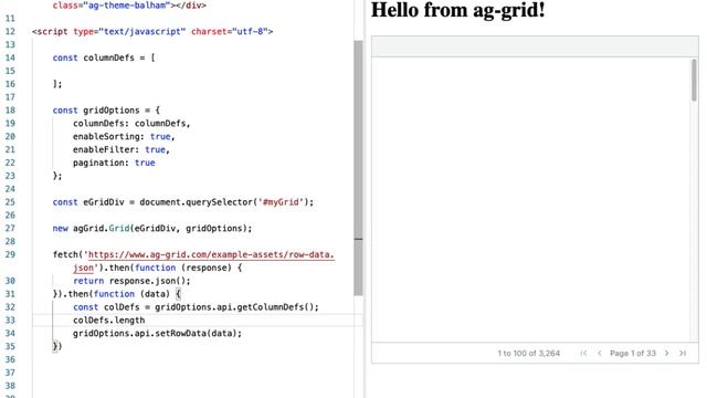 Dynamically Creating Columns from JSON API call in AG Grid смотреть онлайн