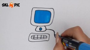 Раскраска для детей Компьютер. Как Нарисовать Компьютер