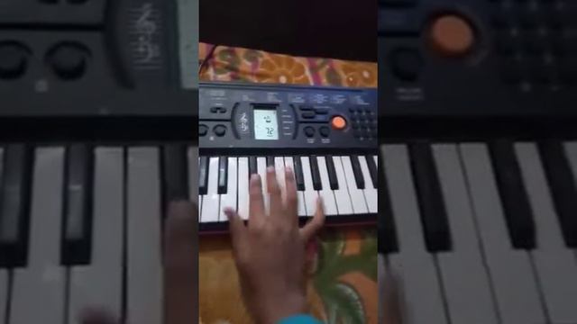 Little child playing with keyboard