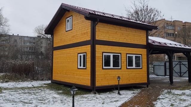 Навес для 2 авто с домиком 6х11м. Московские Навесы.