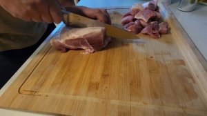 Шашлык из свиного окорока. Осенний марина: лимон, лук и помидор. Вкуснее чем в СССР. #еда #шашлык