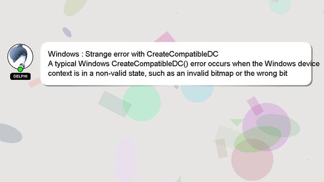 Windows : Strange error with CreateCompatibleDC смотреть онлайн