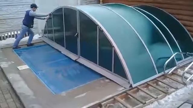 Раздвижной павильон для бассейна из анодированного профиля