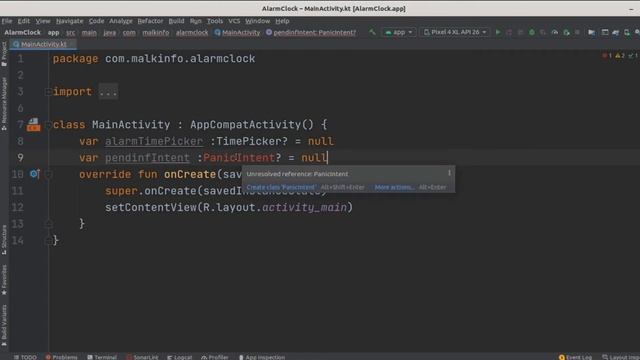 Android Development Alarm clock example in android studio\Android Alarm clock Tutorial in android S