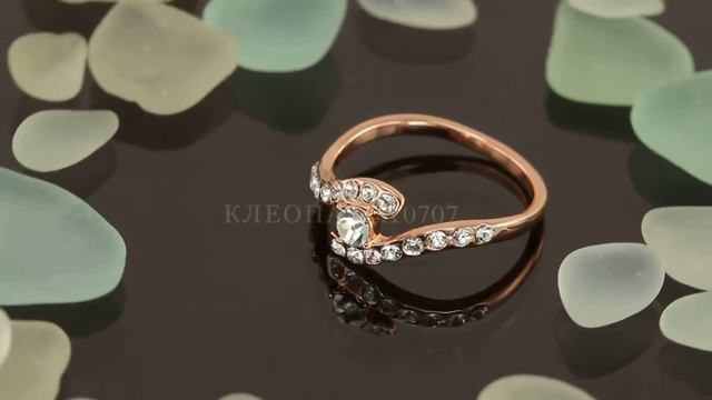 Интересное кольцо с кристаллами Swarovski, покрытое золотом смотреть онлайн