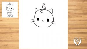 Как нарисовать каваи кошка единорог Русалочка шаг за шагом, Easy Draw | Скачать бесплатно раскраски