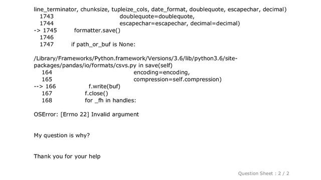 Pandas : Python pandas to_csv causes OSError: [Errno 22] Invalid argument