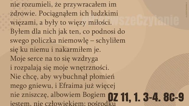 #PierwszeCzytanie | 8 czerwca 2018 | (Oz 11, 1. 3-4. 8c-9) смотреть онлайн