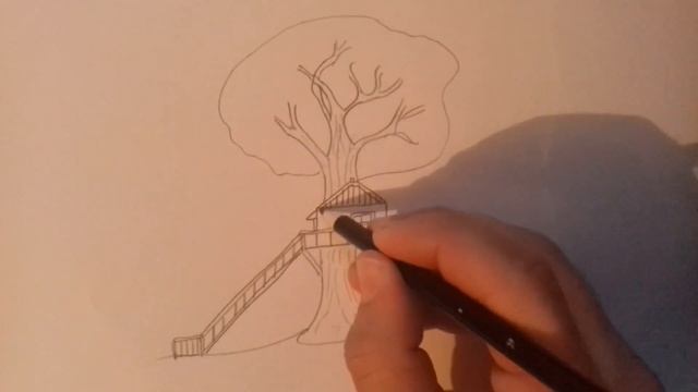 Как нарисовать дом на дереве, просто?