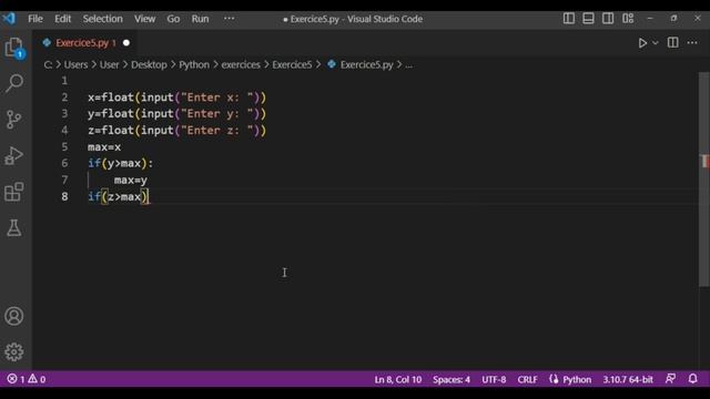 Practice Python : Basic Exercises for Beginners # 005 - Max of 3 numbers
