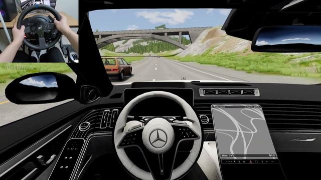 BeamNG Drive - 2022 Mercedes Benz S580 4MATIC W223 [Steering Wheel gameplay]