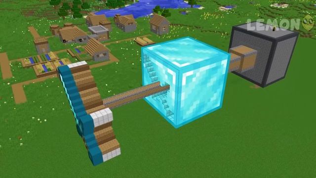 I used BIG PISTON to SQUEEZED OUT THE SWORD FROM HUGE DIAMOND BLOCK in Minecraft ! BIGGEST SWORD ! смотреть онлайн