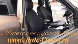 Чехлы на Хендай ix35 из Экокожи Ромб, установка авточехлов Автопилот с прошивкой к сидениям.