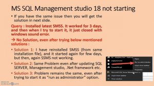 MS SQL Server Management Studio not running/working