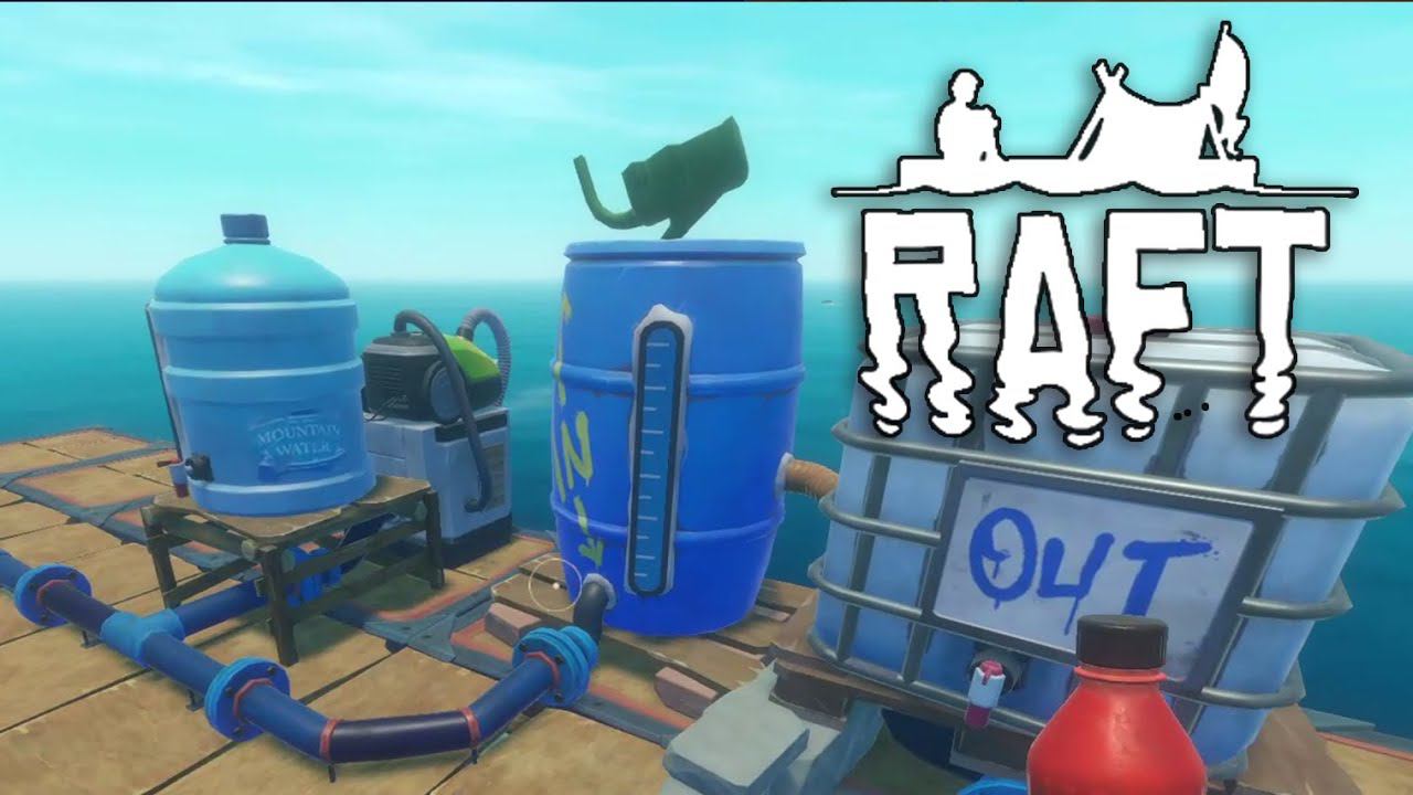 Raft игра акула. Raft вода. Raft вода. Survive on raft игра. Топливная труба рафт.