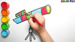 Glitter Telescope Coloring and Drawing | Color Fun Toy Art