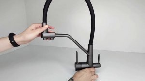 Rose R558Y пепельный кухонный смеситель с подключением фильтра чистой воды