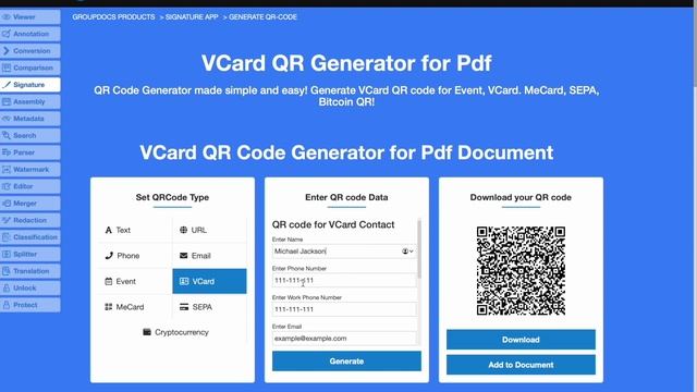 How to generate QR-code | eSign PDF file with QR-code | GroupDocs QR Code Generator
