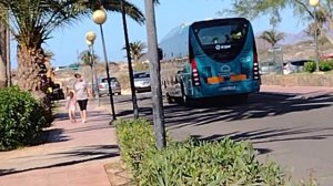 sun and sea tour coach leaving the hotel now and heading maybe to the airport or somewhere else