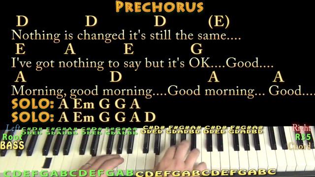 Good Morning (The Beatles) Piano Lesson Chord Chart with Chords/Lyrics - Arpeggios