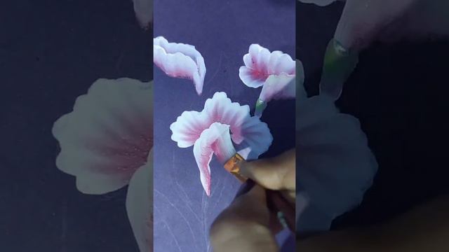 PINK FLOWER IN ONE STROKE PAINTING 💜 || GLIMPSE PAINT