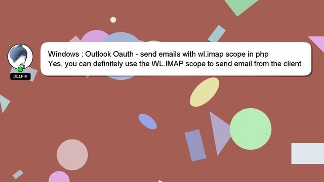 Windows : Outlook Oauth - send emails with wl.imap scope in php смотреть онлайн