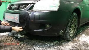 Защита радиатора  LADA PRIORA I (рестайлинг) с 2014г.в. (Черный) - strelka11.ru