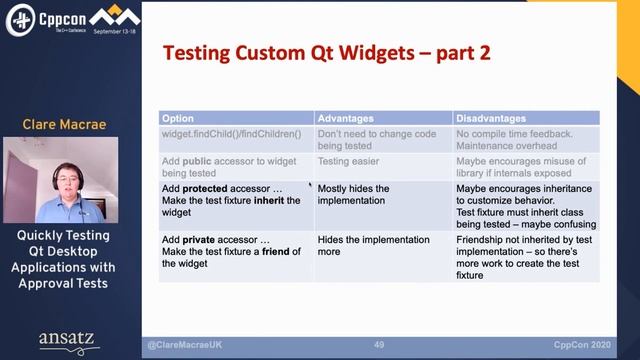 Quickly Testing Qt Desktop Applications with Approval Tests - Clare Macrae - CppCon 2020