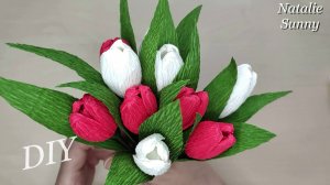 Букет тюльпанов на 8 марта своими руками / тюльпаны из бумаги / DIY