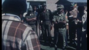 Ethiopia head of state Mengistu Haile Mariam meets people in rural farming areas, March 1979