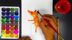 Рисуем ЛИСУ Акварелью - урок рисования для детей