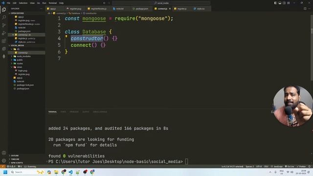 Social Media Project Live Code Node.js, MongoDB, JavaScript, CSS, HTML| Tutor Joe's  Day-05