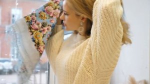 Платок шерстяной с шелковой вязаной бахромой «Соловьиные ночи»Артикул: 1891, вид 1