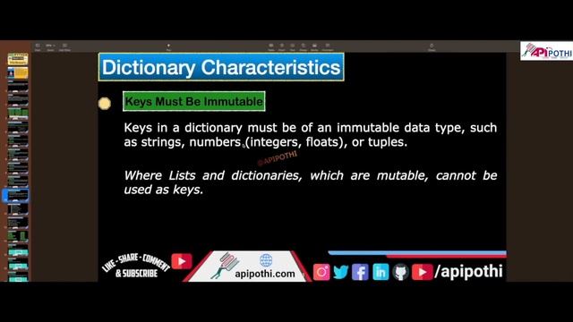 21. Python Dictionary Data Type Explained , Dictionary Tutorials in Python , API POTHI