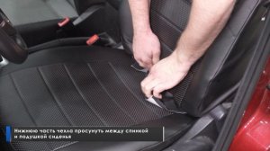 Установка автомобильных чехлов на Volkswagen Polo седан "рисунок  строчка"