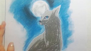 Как нарисовать Синюю Звезду мелками(Коты-Воители). How To Draw a Bluestar with crayons(The Warriors