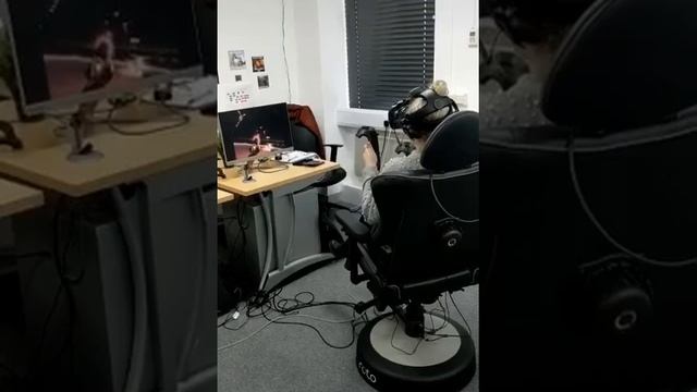 We played Space Pirate Trainer in the RotoVR chair