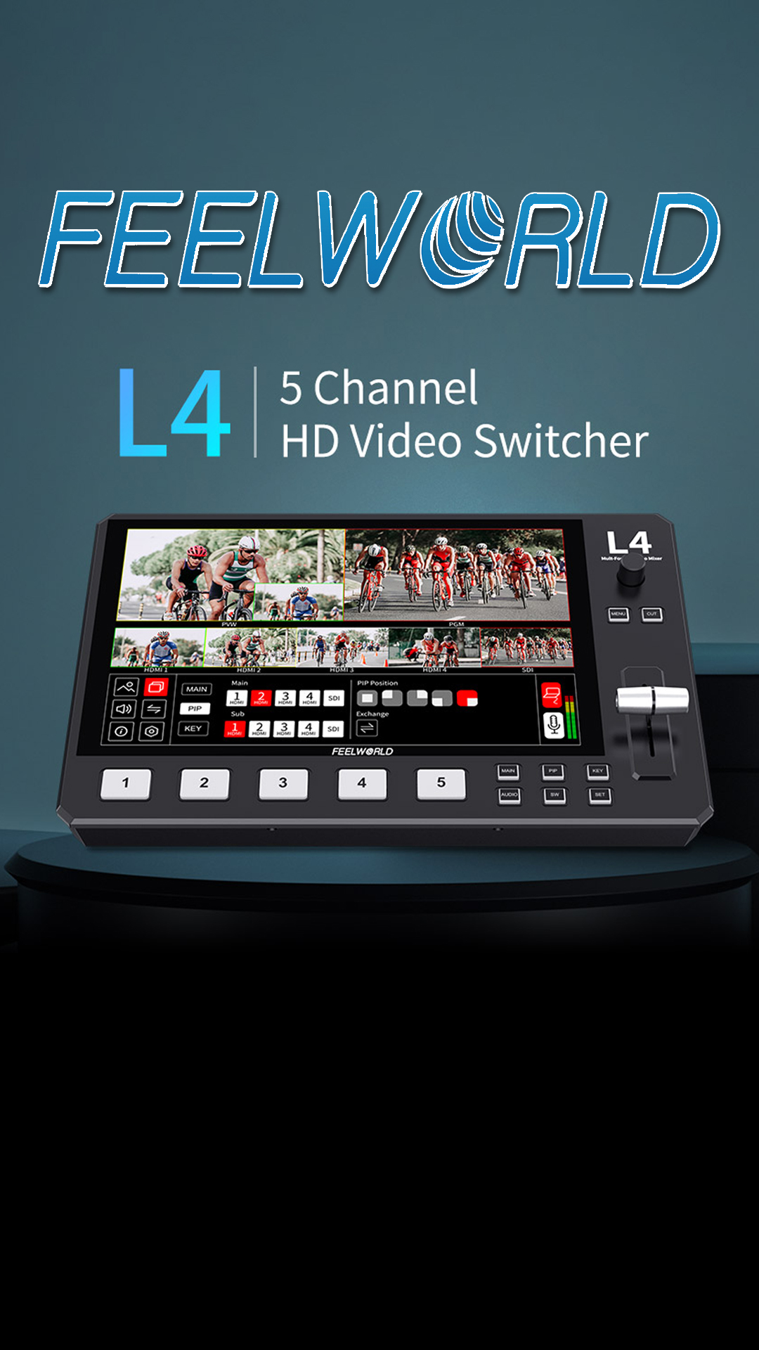 #FeelworldL4 - пятиканальный HD видеомикшер (4 HDMI, 1 SDI)