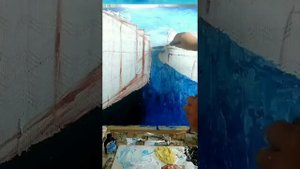 Город на воде.Текстурная паста/поталь.