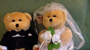 22 Inch Chantilly Bears singing . Bride and Groom